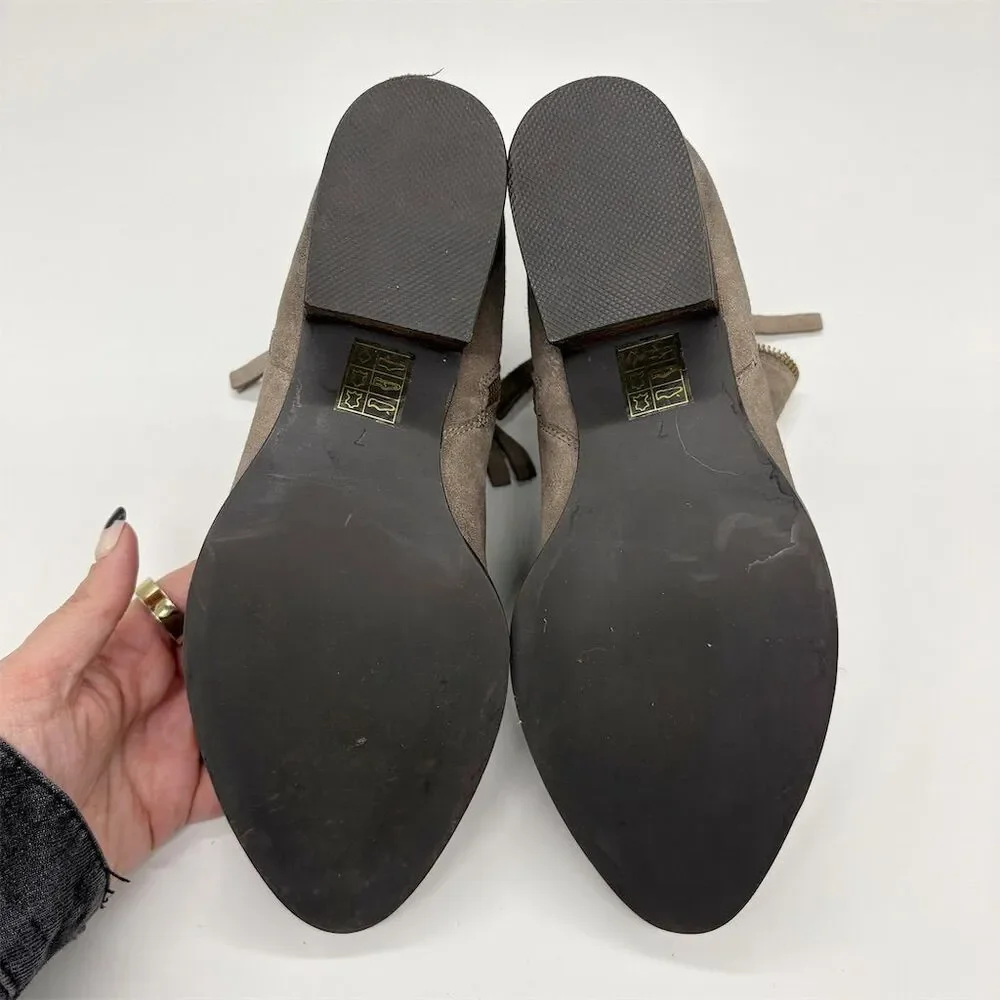 Jeffrey Campbell Crockett Ankle Boots Size 7 Gray Suede‎ Leather Zipper Western